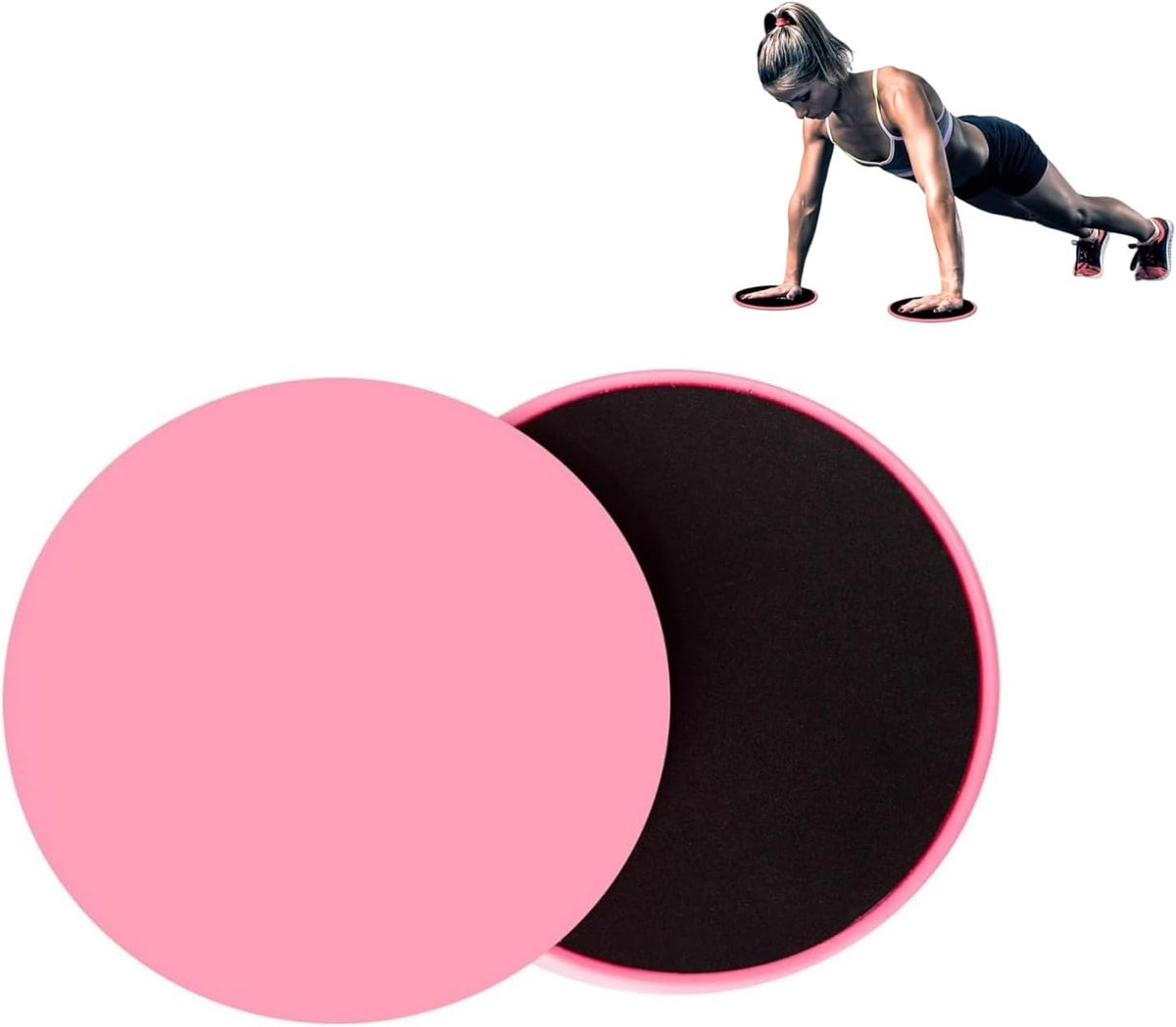 glijschijven, 2 stuks oefenschuiven, core trainers, sliders, dubbelzijdige glijschijven, voor fitness en trainingsmensen (roze)
