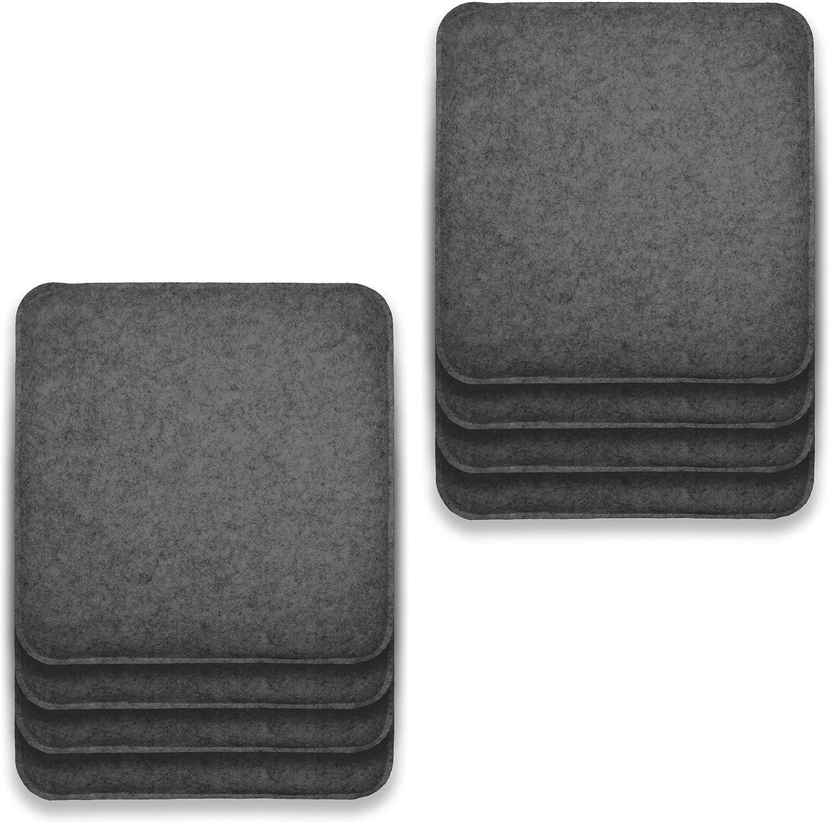 Set van 8 Vilten Zitkussens, Vierkant, met Anti-Slip Noppen, Extra Dik, Donkergrijs