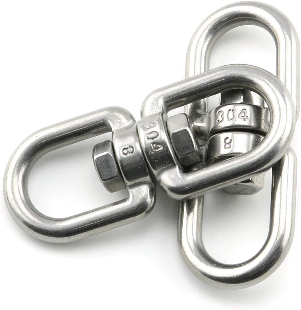 2ST M8 Dubbelzijdige Draaibare Oog Haak 304 Roestvrij Staal Oog tot Oog Draaibare Scharnier Ring Connector