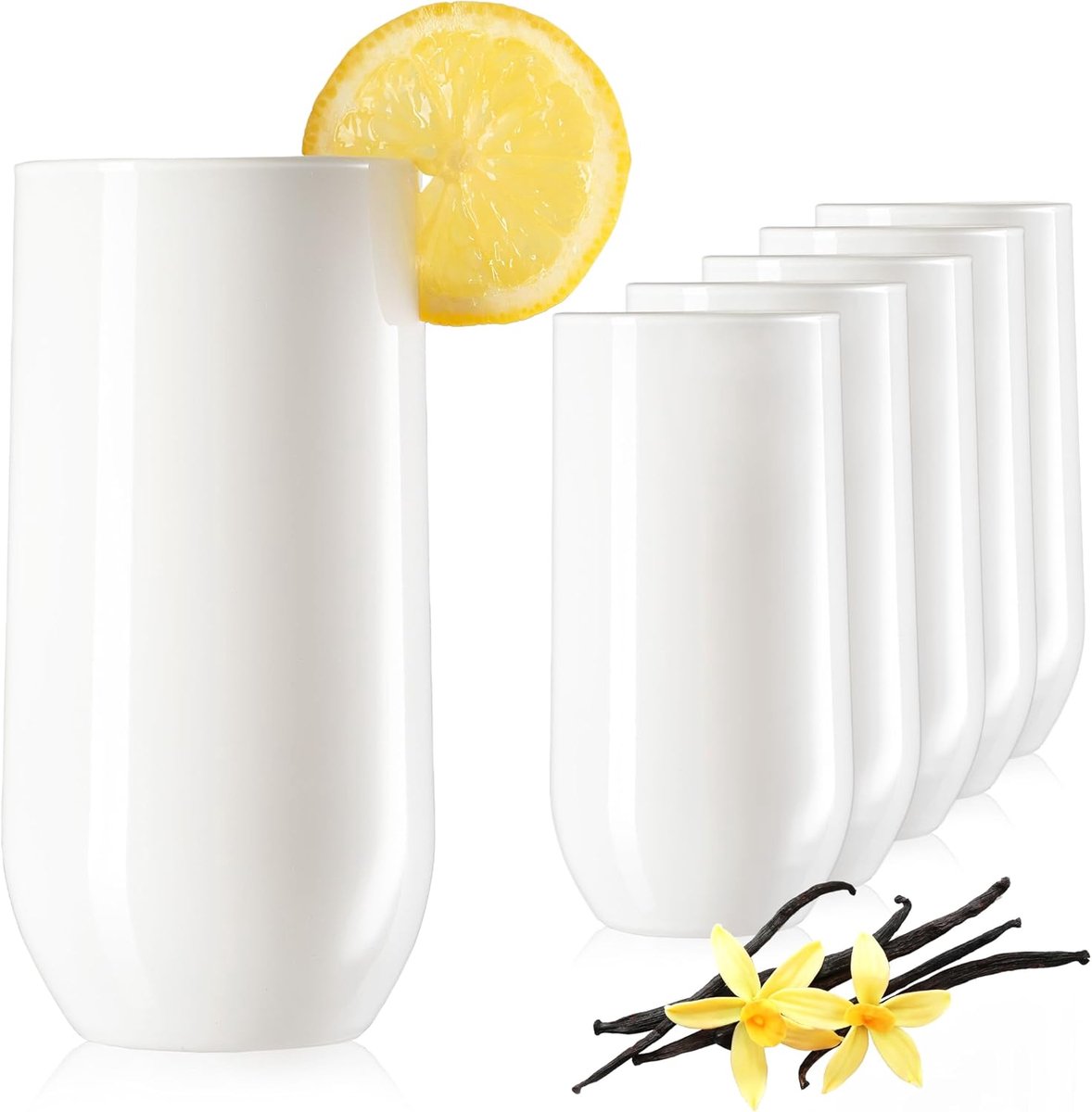 Elegante witte glazen glazen 360ml (max. 440ml) 6-delig waterglazen sapglazen longdrinkglazen