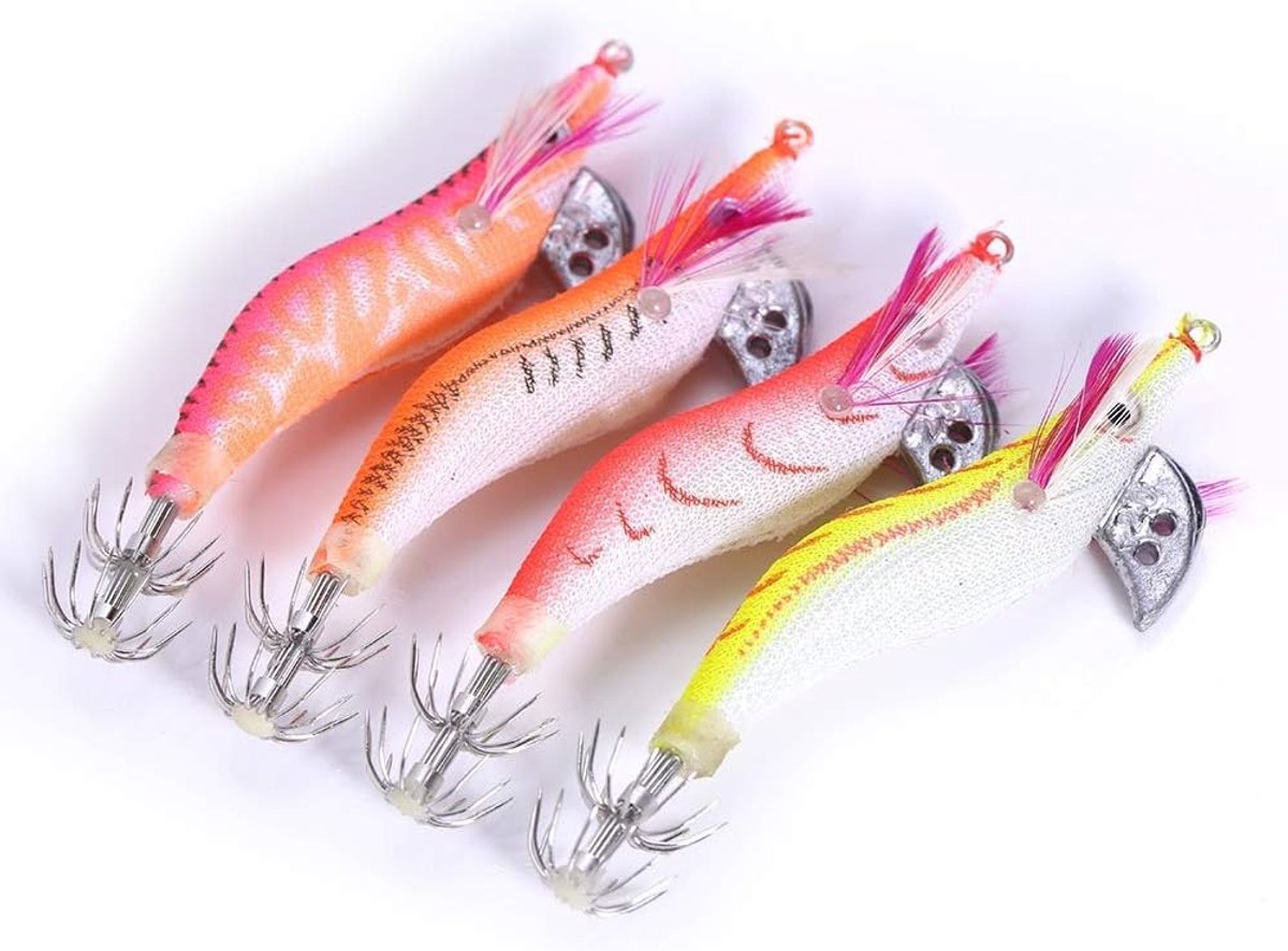 4 Stks Lichtgevende Garnalen Vissen Lokken Zachte Kunststof Kunstaas Lichtgevende Garnalen Squid Jigging Garnalen aas