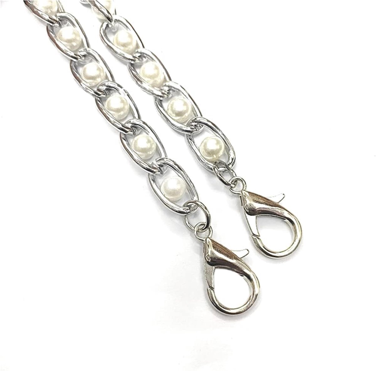 parelketting, metalen ketting, schouderriem, vervangende ketting, schouderriem, tasriem, ketting, tas, accessoires voor handtassen, riem, schoudertas, zilver, 100 cm