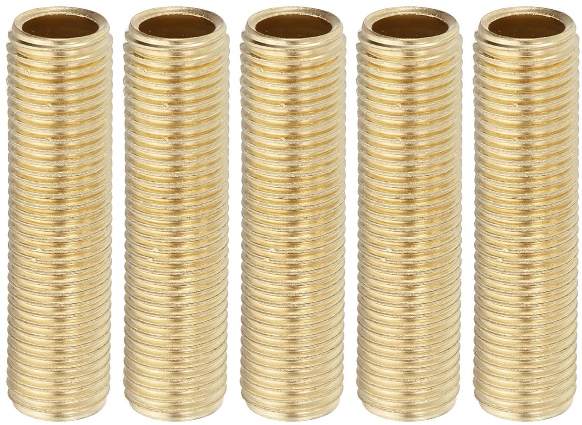 1/4IP standaard schroefdraad messing lampbuisnippel 5 stuks 50 mm lengte holle buis adapter koppeling connector buis fitting hardware DIY reparatieonderdeel voor lampen lampen