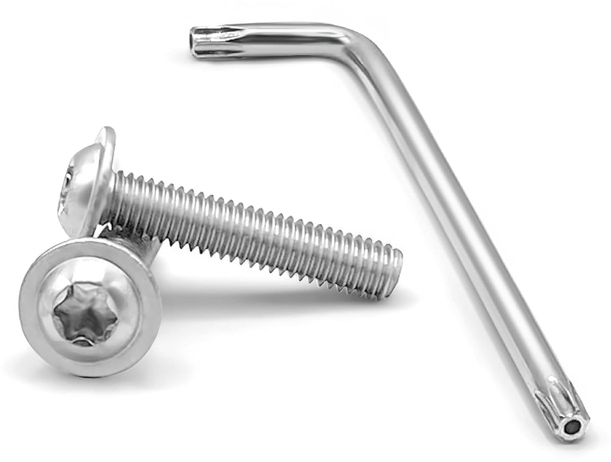Lenskopschroeven met TORX flens en zeskantmoeren | roestvrij staal A2 (AISI 304) | Inclusief TORX-sleutel | roestvrijstalen schroeven (20 stuks, M6 × 50 mm TX30)