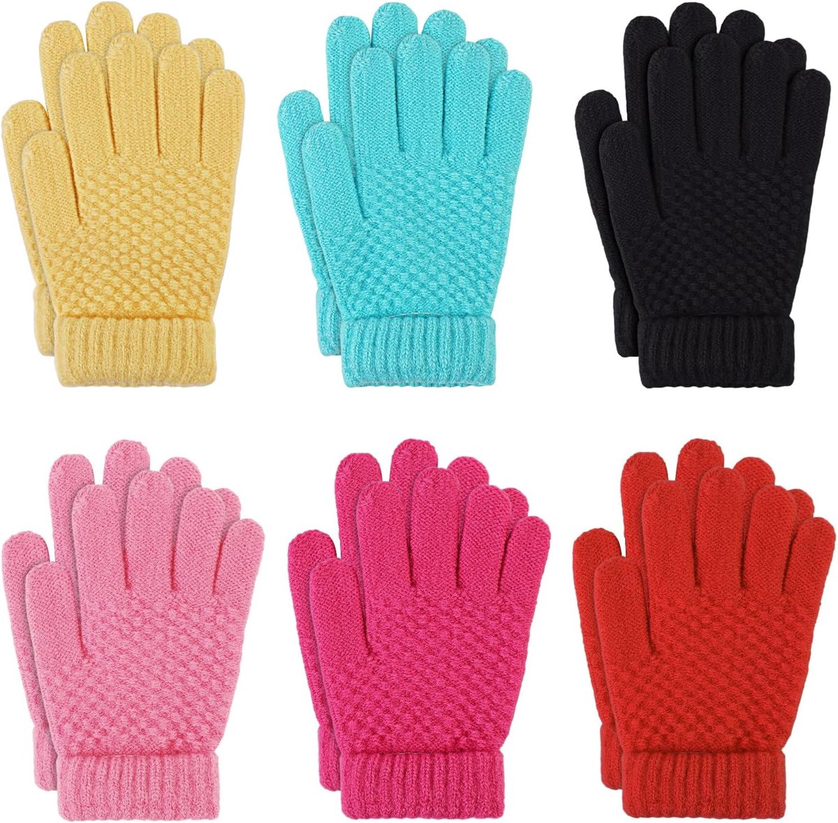 Handschoenen, gebreide handschoenen, warme handschoenen voor jongens en meisjes, winddicht, thermische kinderhandschoenen, elastische gebreide handschoenen voor kinderen van 5-12