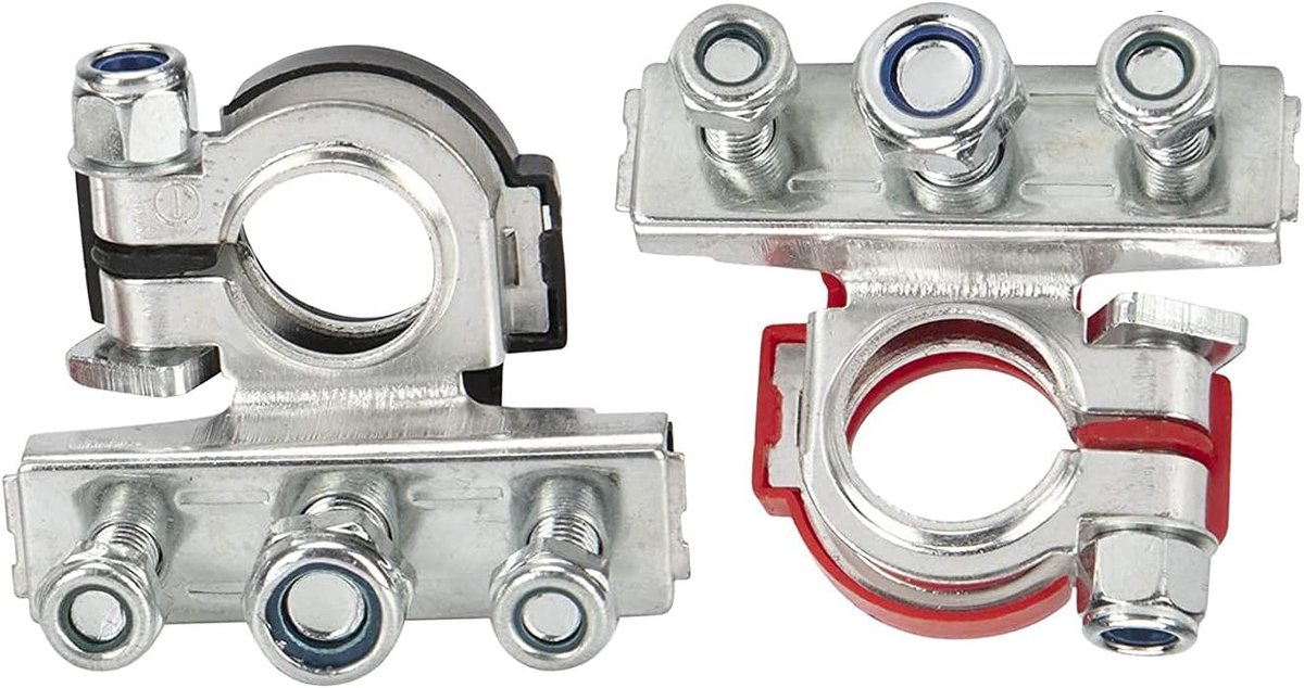 1 paar accuklemconnector, accuklem voor auto, accu-terminal, accukop, 12 V, 3-weg vrijetijdsaccu, voor auto, caravan, camper