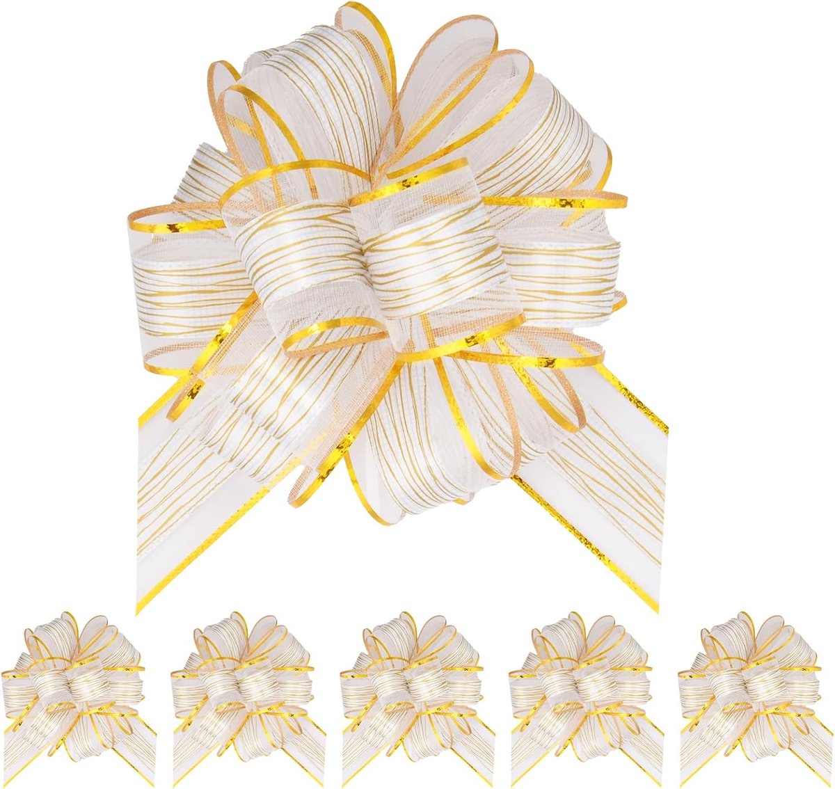 6 stuks Grote cadeaustrik (6 inch, Wit), grote auto strik, verjaardag strik, strikken voor geschenken, geschenk strik voor verpakkingen, bruiloft, verjaardag, Kerstmis, feest, auto decoratie