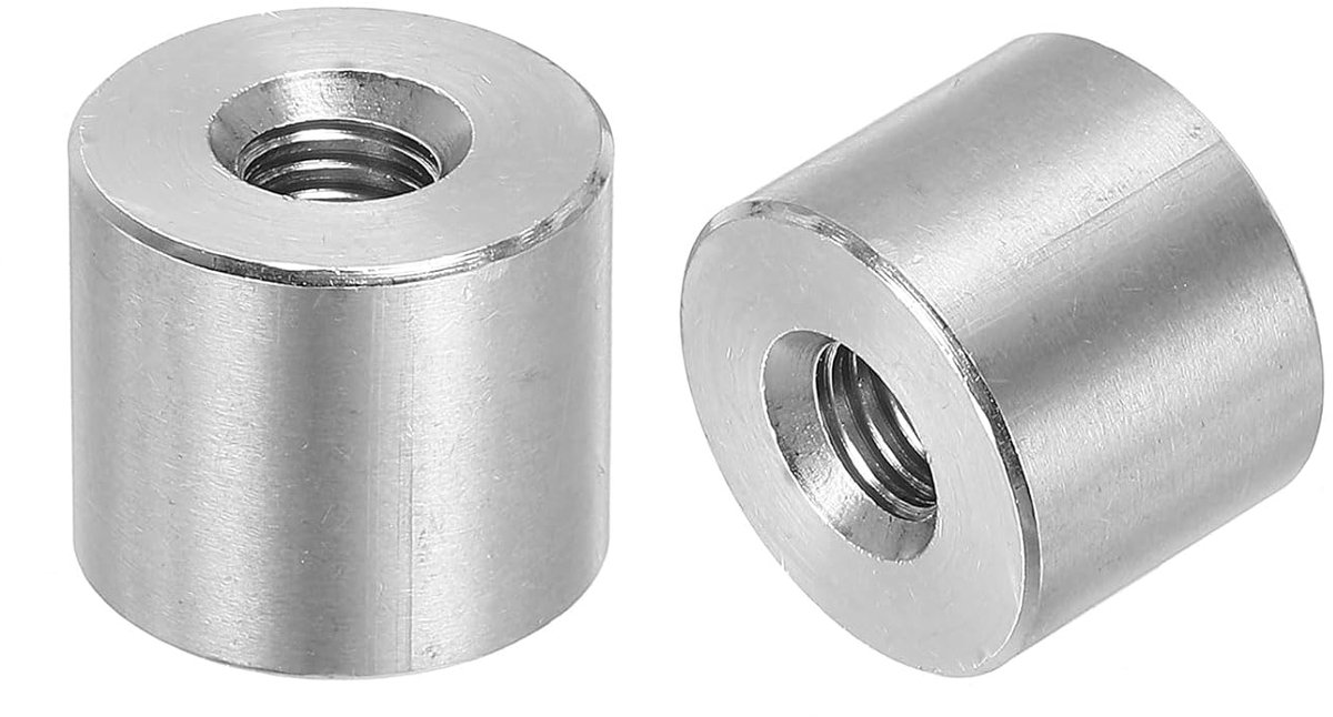 5 stuks M8 ronde verbindingsmoeren, 304 roestvrij stalen koppelingsmoeren 15 mm / 0,6 inch lengte huls staafmoer voor houder, M8 x 15 x 20 mm