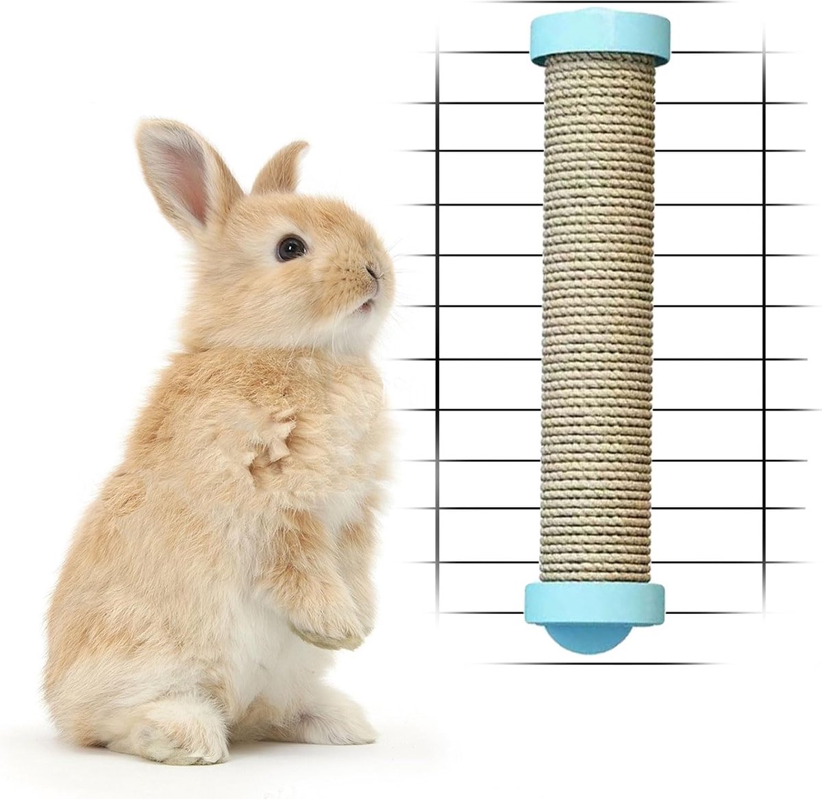 Krabpaal voor konijnen, natuurlijk sisal, krabspeelgoed voor konijnen, klauw- en tandverzorging, interactieve krabpaal voor konijnen, kauwspeelgoed om te spelen