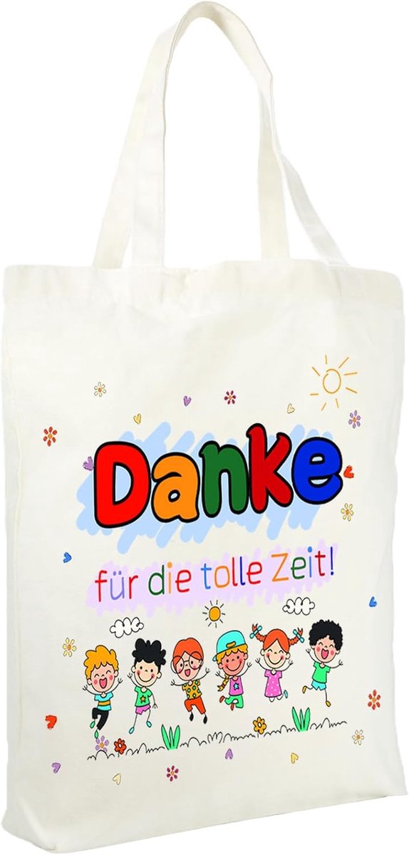 Afscheidscadeau kleuterschool, cadeau, opvoeder afscheid - katoenen tas, totebag, gepersonaliseerde jute tas, stoffen tas om te beschilderen, beste lerarengeschenken