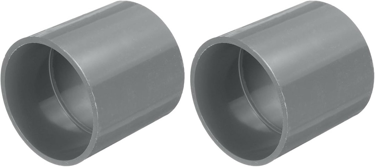 2 stuks pvc-buisfittingen, 75 mm buisverbinder, kleefmof, verloopstuk voor tuin, boerderij, irrigatie, waterbuis, grijs