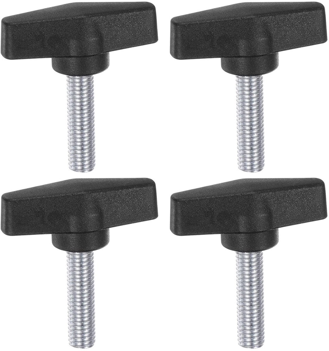 4 stuks geribbelde schroeven met T-vleugelknoppen M10 x 30 mm kunststof T-kop koolstofstaal 55 mm draadbouten klemschroef vleugelschroef handvat klemknop voor machine