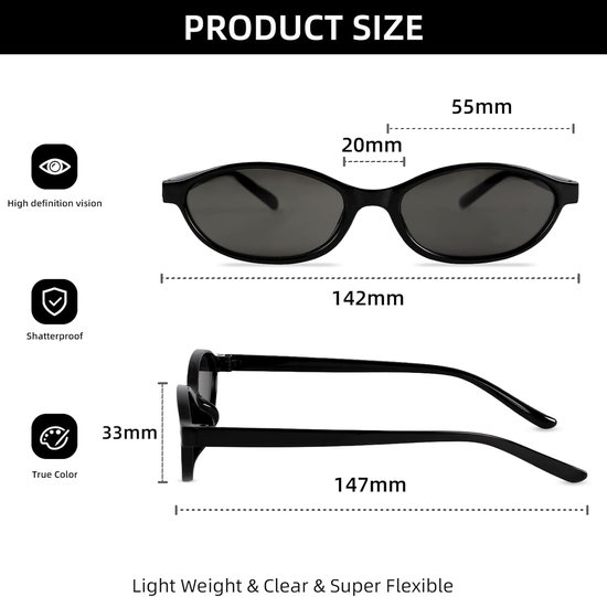zonnebril, retro ovale zonnebril voor dames en heren, trendy zonnebril, klassieke ultralichte bescherming, voor camping, fotografie, outdoor, geschenken voor vrouwen — afbeelding 3