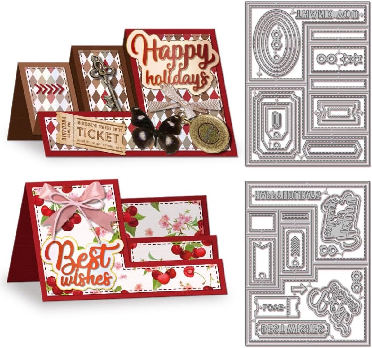 3D-vouwkaart, metalen stanssjablonen, kaartenframe, scrapbooking, stanssjablonen, wenskaart, papierreliëf, stanssjablonenset voor het maken van kaarten, doe-het-zelf scrapbooking, fotoalbum