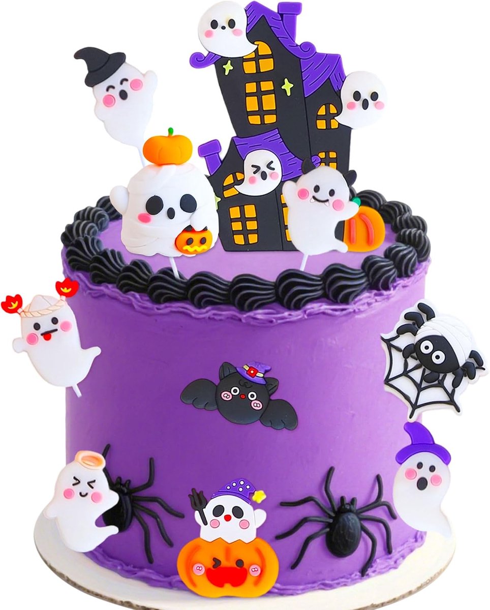 enge taartdecoratie roze halloween cupcake versiering pink | enge taartdecoratie roze halloween cupcake versiering pink halloween feestaccessoires kleine boe spookdecoratie