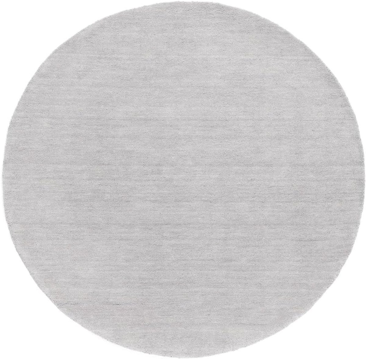 Handloom Vloerkleed, Ø 100 cm, Zilver | Rond, Middelpolig, Alleen chemisch reinigen, Woonkamer, Slaapkamer, Hal