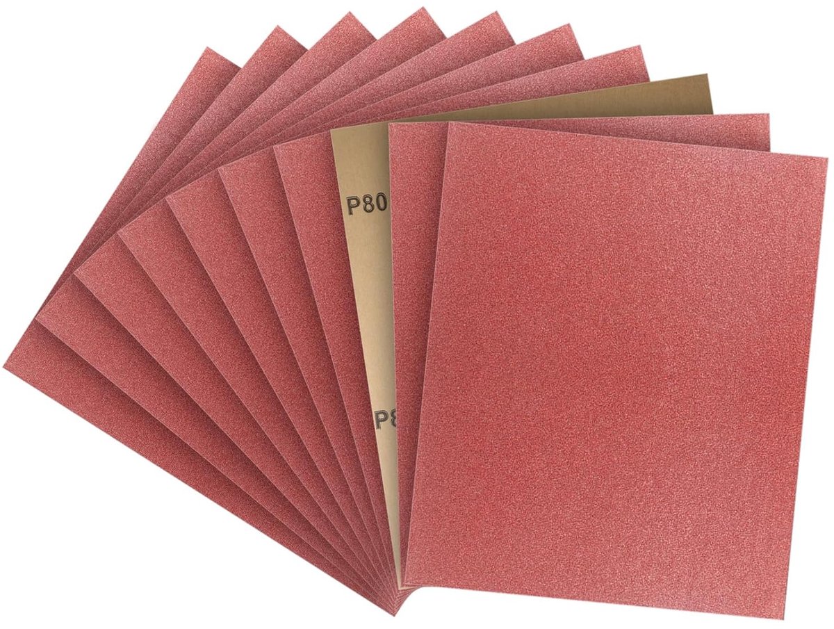 Schuurpapierset 230 x 280 mm korrel 80 nat droog schuurpapier | Voor auto, hout, metaal, lak, muren, grof en fijn slijpen, polijsten, renoveren
