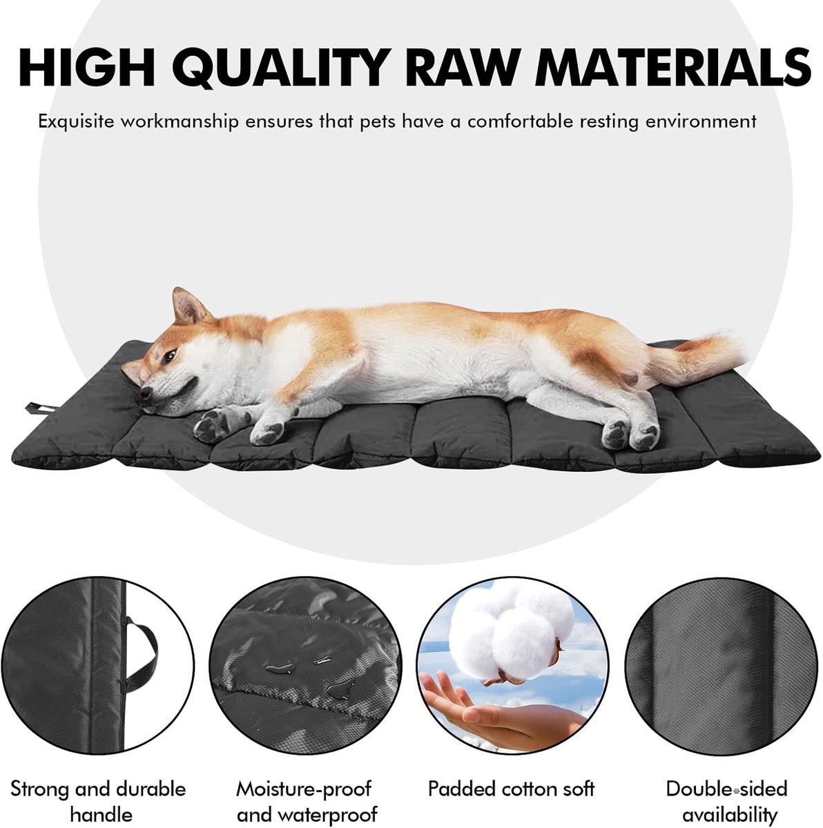 Hondendeken voor onderweg: 120 x 70 cm, wasbaar, opvouwbare deken voor huisdieren buitenshuis, ideaal voor reizen voor middelgrote en grote honden, zwart