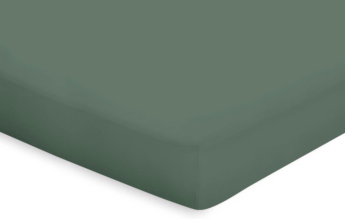 Hoeslaken Katoen Perkal - grenat green 180x200cm