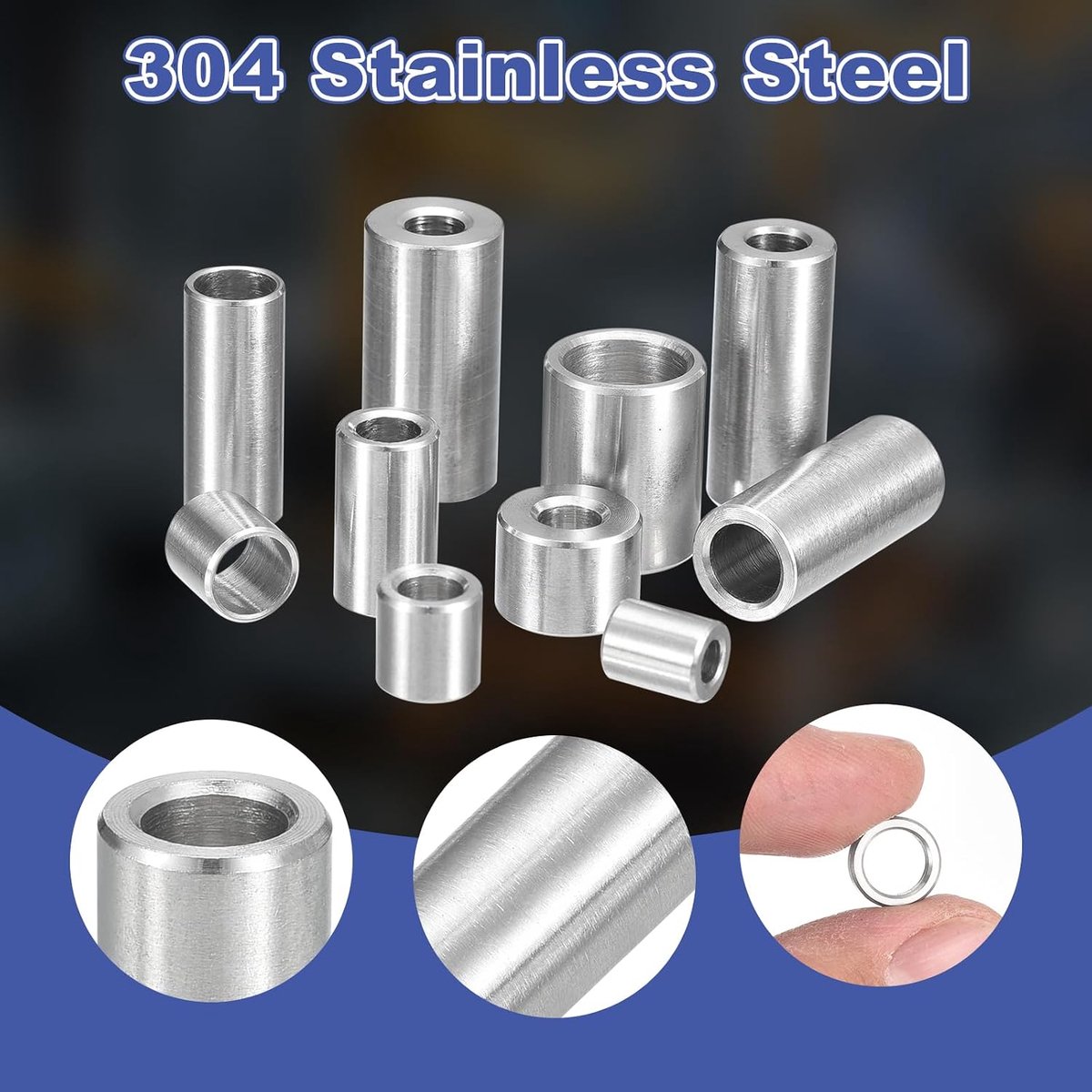 8 stuks roestvrijstalen afstandhouders 1/2" OD x 3/8" ID x 3/16" lengte (12x9x4mm) schroefafstandbouten blanco schroefdraad voor M3-schroeven en stangen, zilver