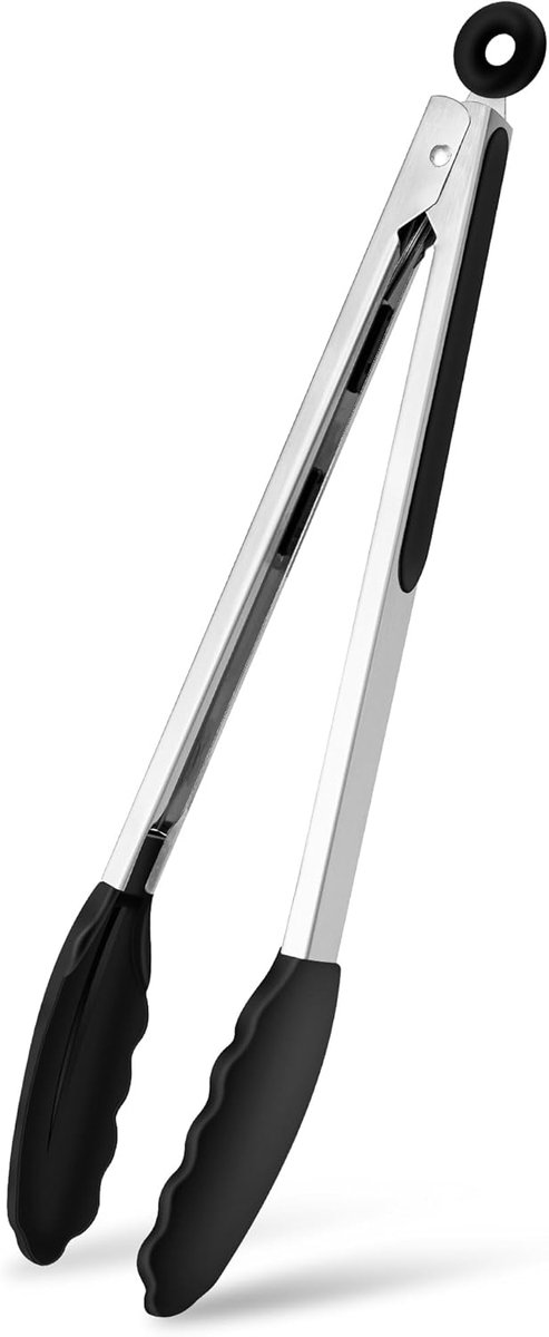keukentang, 39 cm, grilltang, keukentang, roestvrij staal, kooktang met antislip handgreep, multifunctionele vleestang, hittebestendige grilltang voor vlees, salade en BBQ