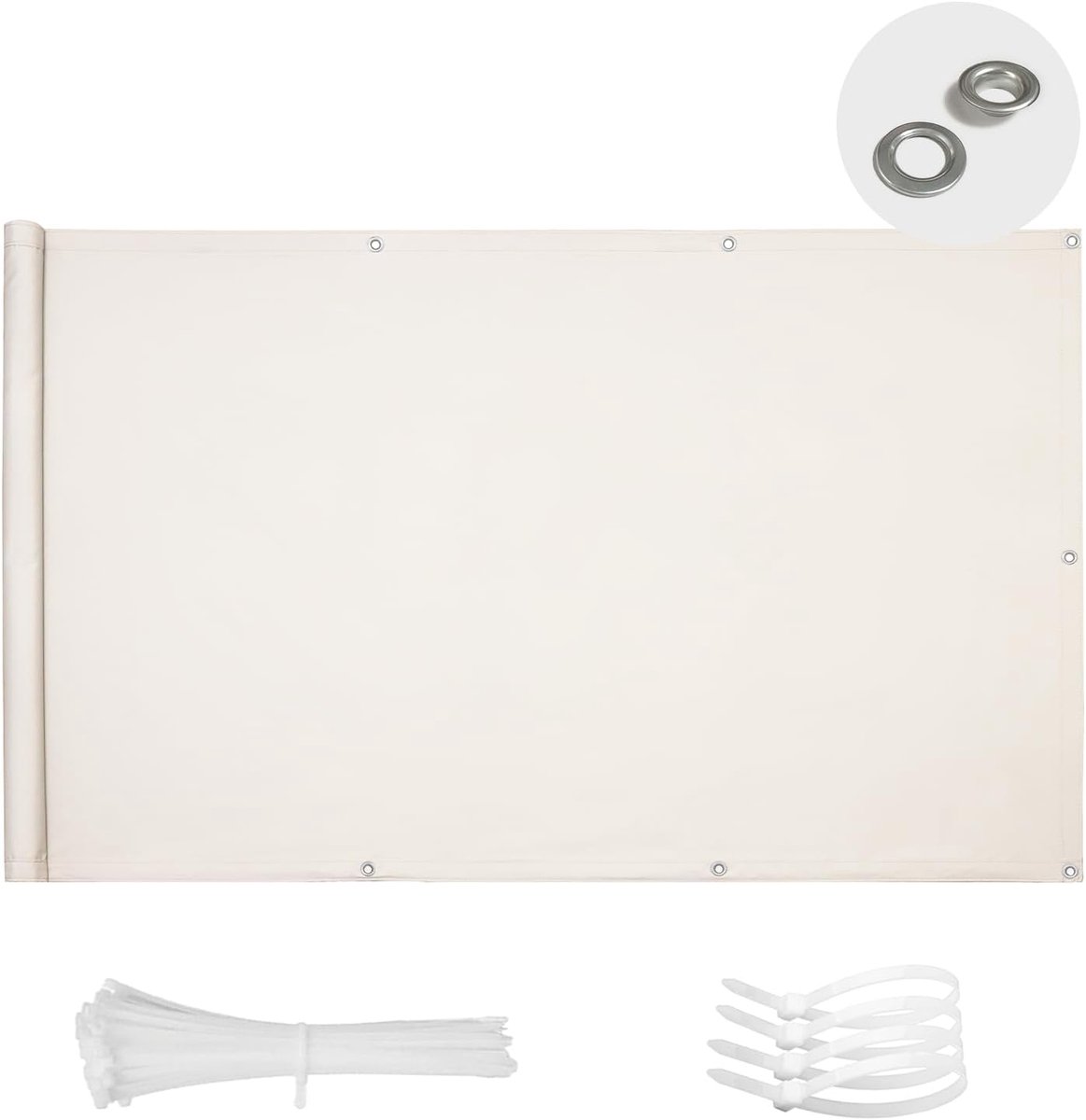 Balkon, 90 x 200 cm, reling voor buiten voor privacy en veiligheid, inkijkbescherming voor hek, geschikt voor balkon, reling en tuin, beige