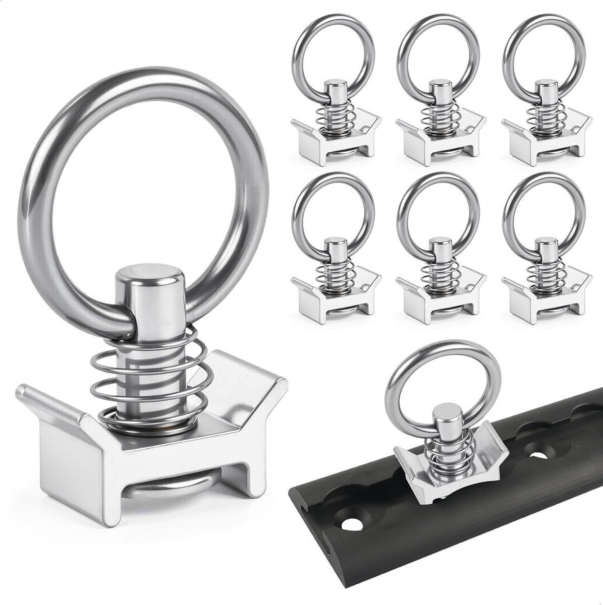6 stuks eenvoudig eindbeslag voor luchtvaartrails, metaal, accessoires voor spanrail voor camper, auto's en vrachtwagens, beveiliging van de lading, zilver