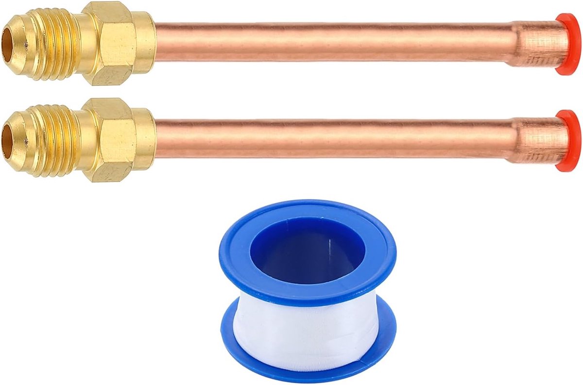 2 stuks messing buisschroefverbinding 1/4 SAE buitendraad x 1/4 inch OD-felverbinder met koperen buis voor HVAC-systemen koeling