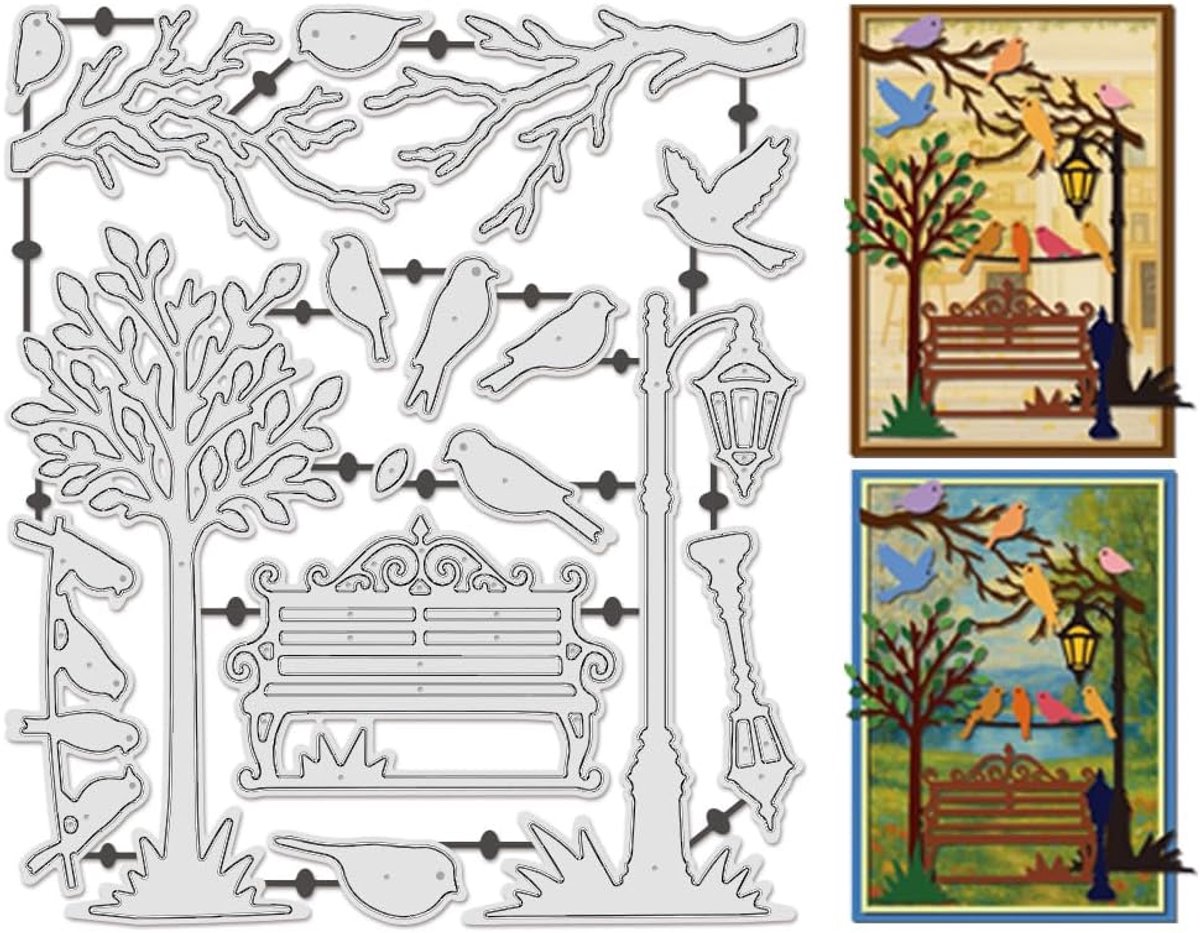 Stansen herbruikbare tak bank embossing gesneden stencils park achtergrond stencils matrijzen voor kaarten maken ambachten scrapbooking decoratie