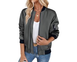 Damesjas, bomberjack, licht, kort, herfst, winter, lange mouwen, met ritssluiting, modieus, casual, XS-3XL