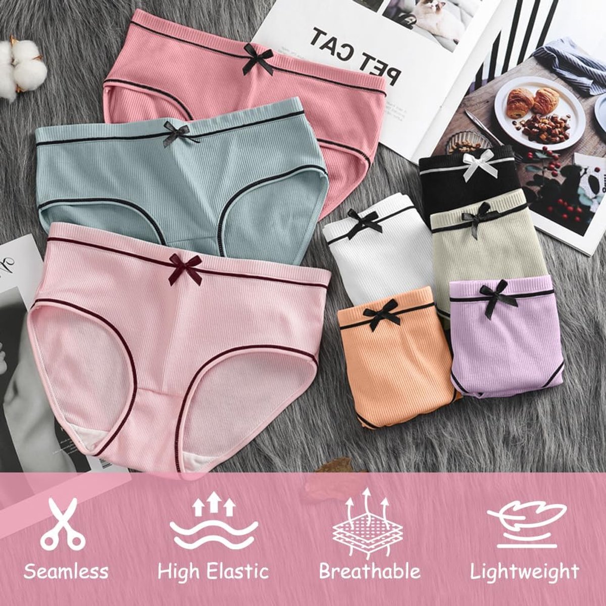 Meisjes Slipje, Zacht Ondergoed, Comfortabele Slips Onderbroek Essentiële Elastische Slipjes, Effen Slipje voor Leeftijd 8-18 Meisjes en Vrouwen