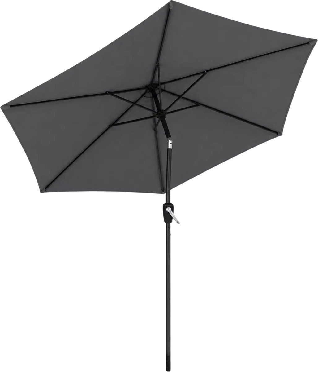 Tuinparasol 270 cm – Donkergrijs - Kantelbaar Handbediend met UV 50+ Bescherming