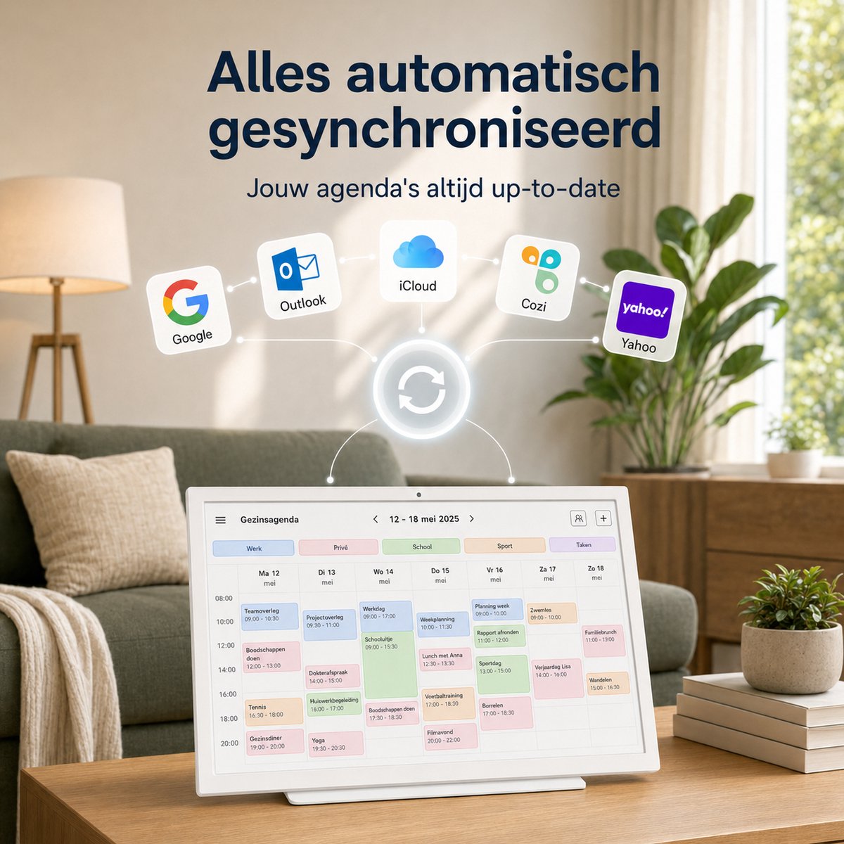 Elcostar® PRO Digitale Kalender & Digitale Fotolijst in 1 - 15,6 inch - Full HD Touchscreen - Slimme Gezinsplanner - Digitale Takenlijst - Interactief Haarddisplay - Montage voor Wand en inclusief standaard - Moeiteloze planning & overzicht thumbnail 3