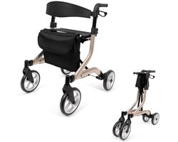 Rollator - Laadvermogen tot 120 kg - Rollator Lichtgewicht en Opvouwbaar - Rollators Binnen en Buiten - Champagne - 60cm x 50cm 20cm