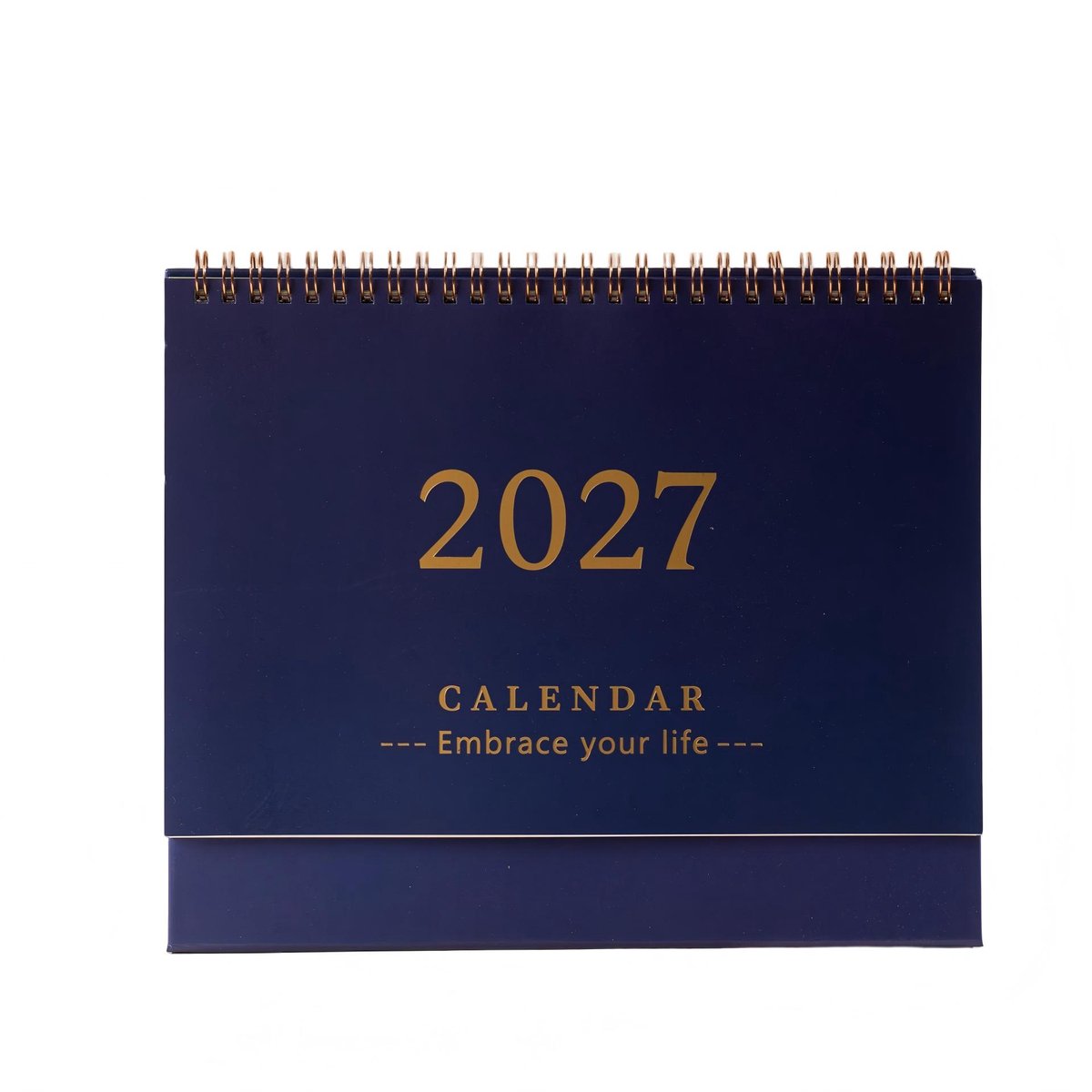 Bureaukalender 2026-2027 – Engelstalige Flipkalender – Bureauplanner met Grote Schrijfruimte – Maandplanner voor Kantoor, Studie en Thuis – Donkerblauw – 25 × 21 cm – 1 Stuk