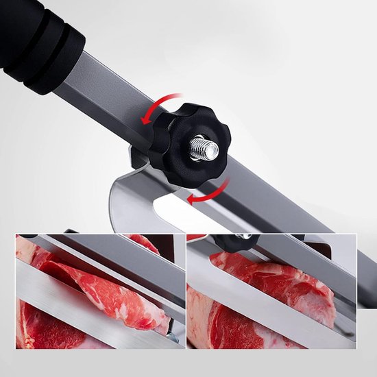 Snijmachine Vlees - Vlees Snijmachine voor Thuis - Snijmachine - RVS - Instelbare Snijdikte - voor Kip, Eend, Vis en Ribben - Zilver van COOAU — afbeelding 3