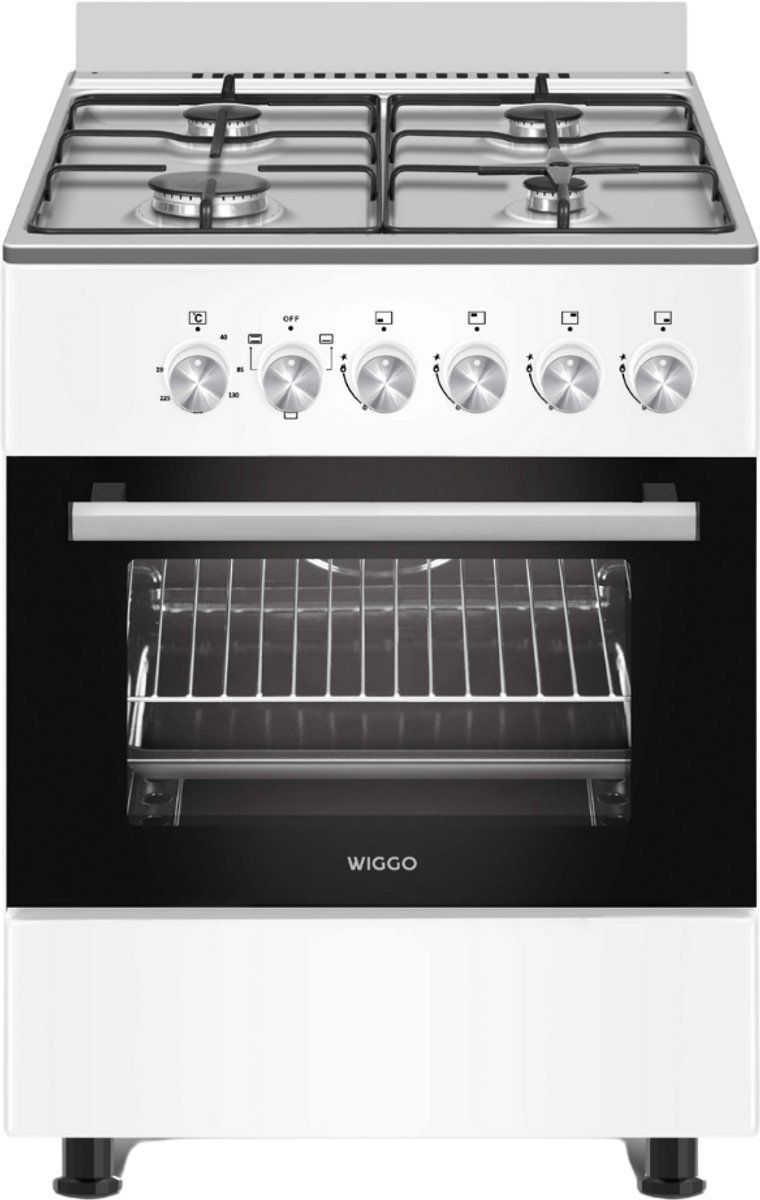 Bol.com Wiggo - WO-E603A(WX) - Vrijstaand - Gasfornuis - Serie 3 - 60 cm - 66 Liter - 4 pitten - Energieklasse A - 5 jaar garant... aanbieding