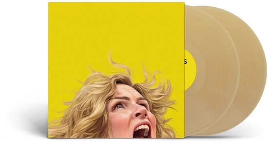 Gouden vinyl met hoes van "Pluribus", met een vrouwengezicht dat naar boven kijkt en schreeuwt, felgeel.