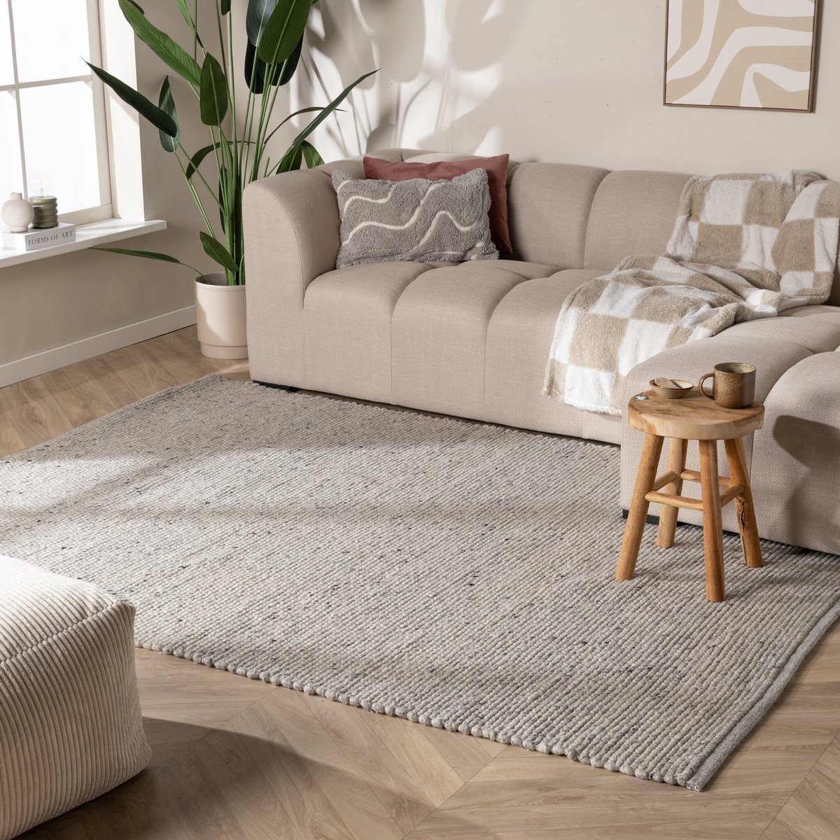 NATURL. Wollen vloerkleed - Feline Grijs/Gemeleerd - 80x150cm