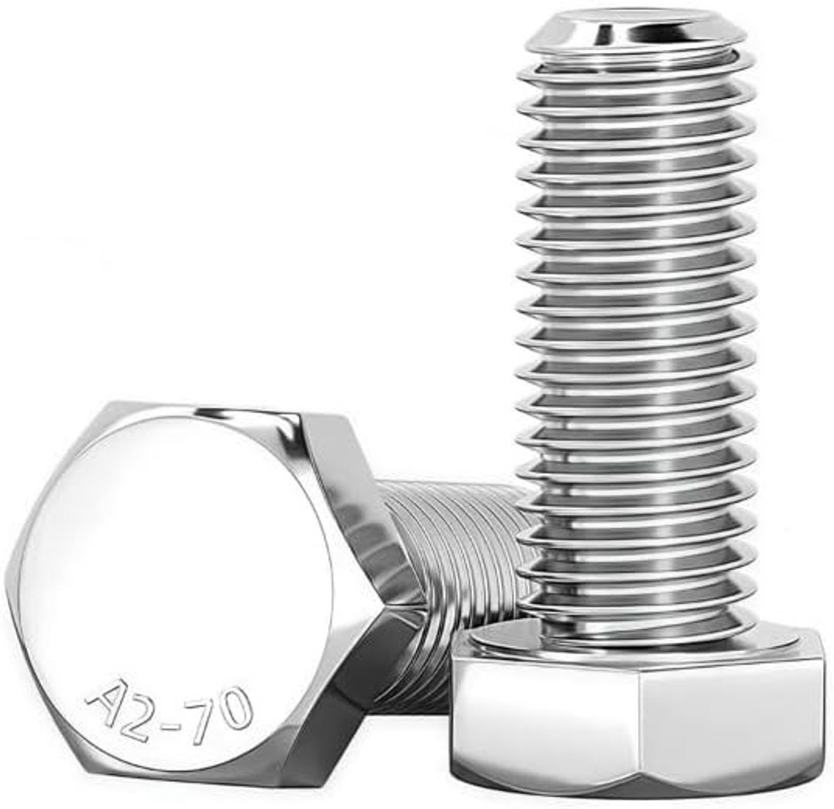 Hexagonale Schroeven M8 x 80 mm, 10 Stuks, RVS A2 V2A, Hoge Sterkte, Voldraad, Duurzaam en Roestvrij