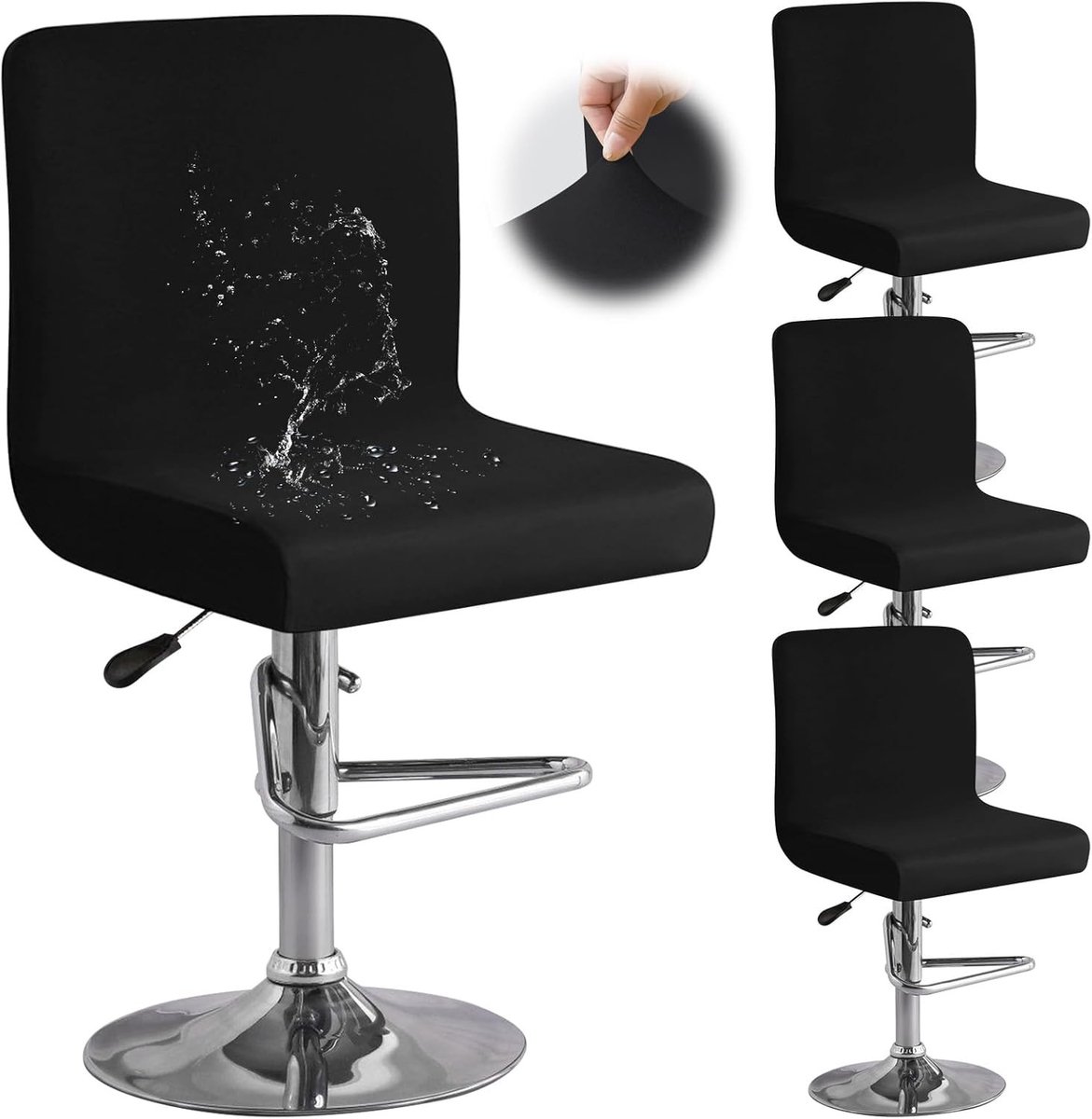 4 Stuks Stoelhoezen met Rugleuning - Elastische Stoelhoezen voor Eetkamerstoelen - Bescher