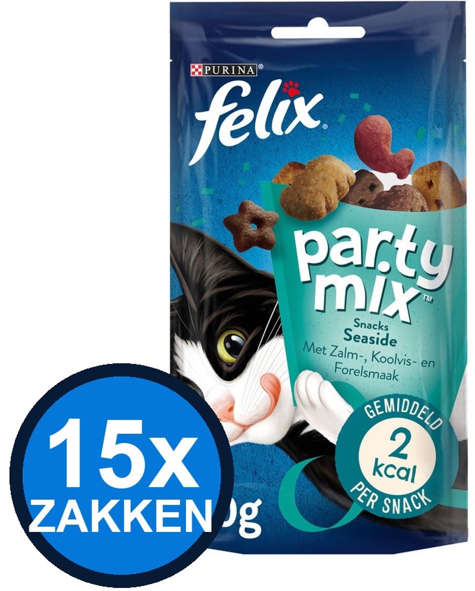 15x Felix - Partymix Seaside Mix - Kattenvoer Snacks - 60 g