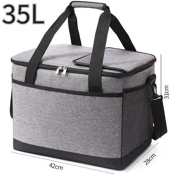 Geïsoleerde Koeltas - Lunchtas 35 liter - Grijs - 42 x 28 x 31cm van Dnntunk — afbeelding 2