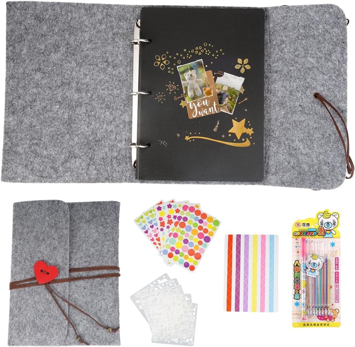 Vintage DIY Fotoalbum met 30 Pagina's, Uitbreidbaar Scrapbook Album voor Herinneringen, Perfect als Cadeau voor Verjaardag, Bruiloft of Babyshower