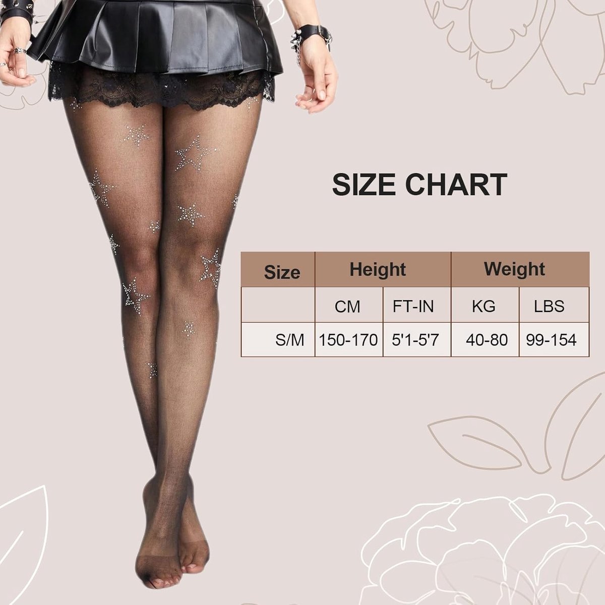 3 Paar Dames Panty met Sterren, Glanzende Zwarte Patroon, Vintage Kanten, Mode Accessoire voor Dames