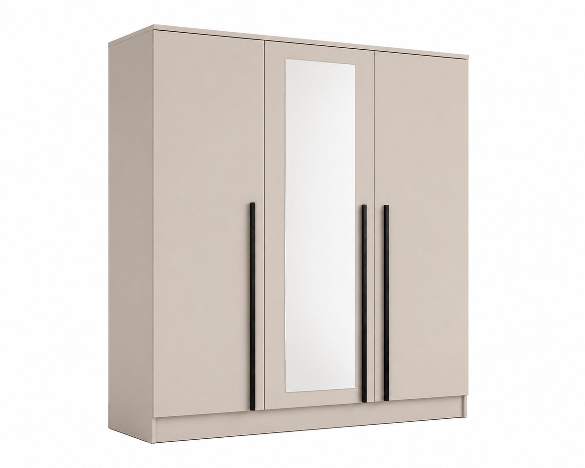 Pro-meubels - Kledingkast Istanbul - met spiegel - 150 x 52 x 200 cm – Beige - 3 Deuren – 2 lades - Slaapkamer