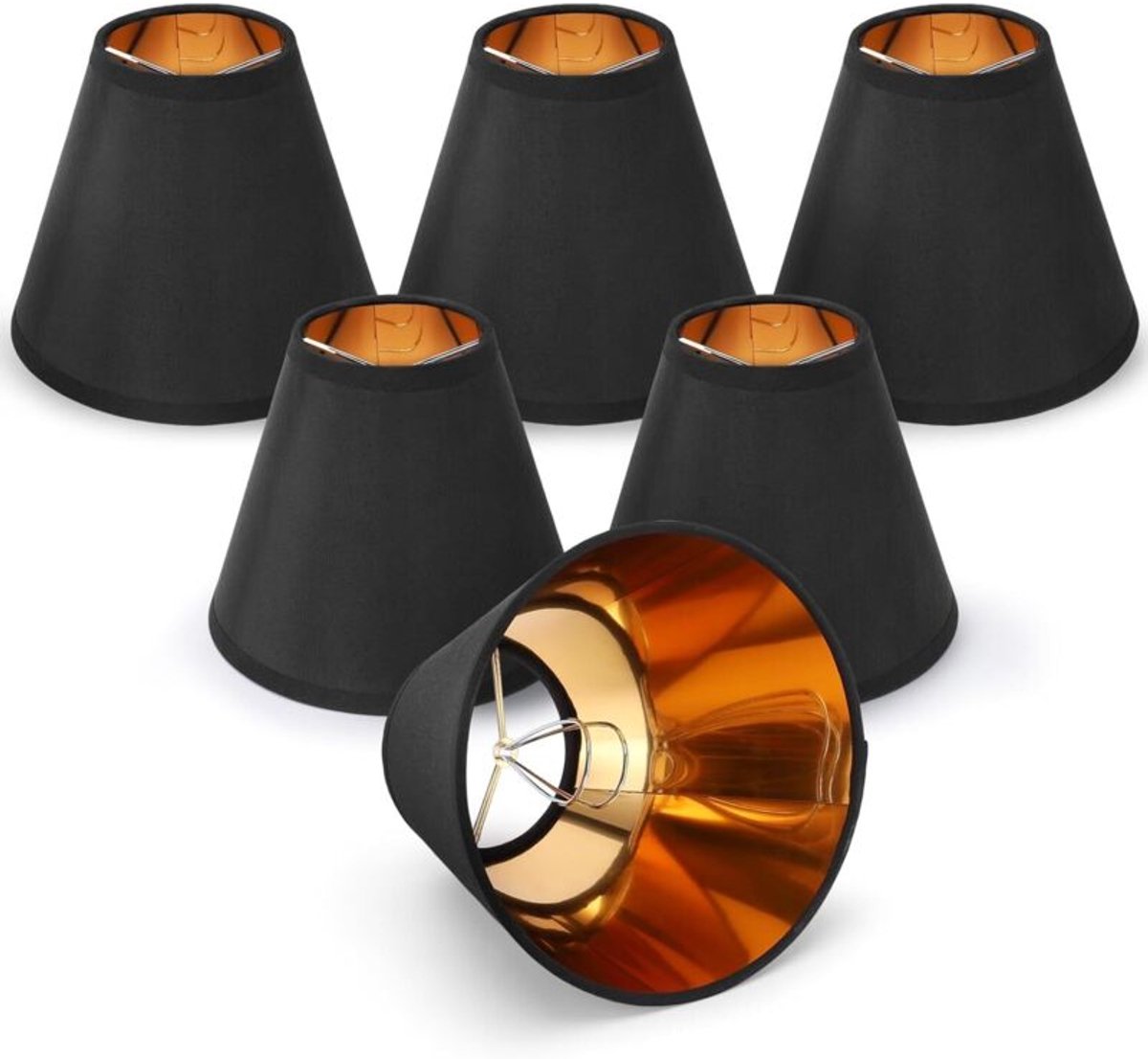 lamp-Een set van 6 kleine clip-on lampenkapjes van 7 cm x 15 cm x 12 cm. geschikt voor tafellampen, wandlampen en hanglampen.