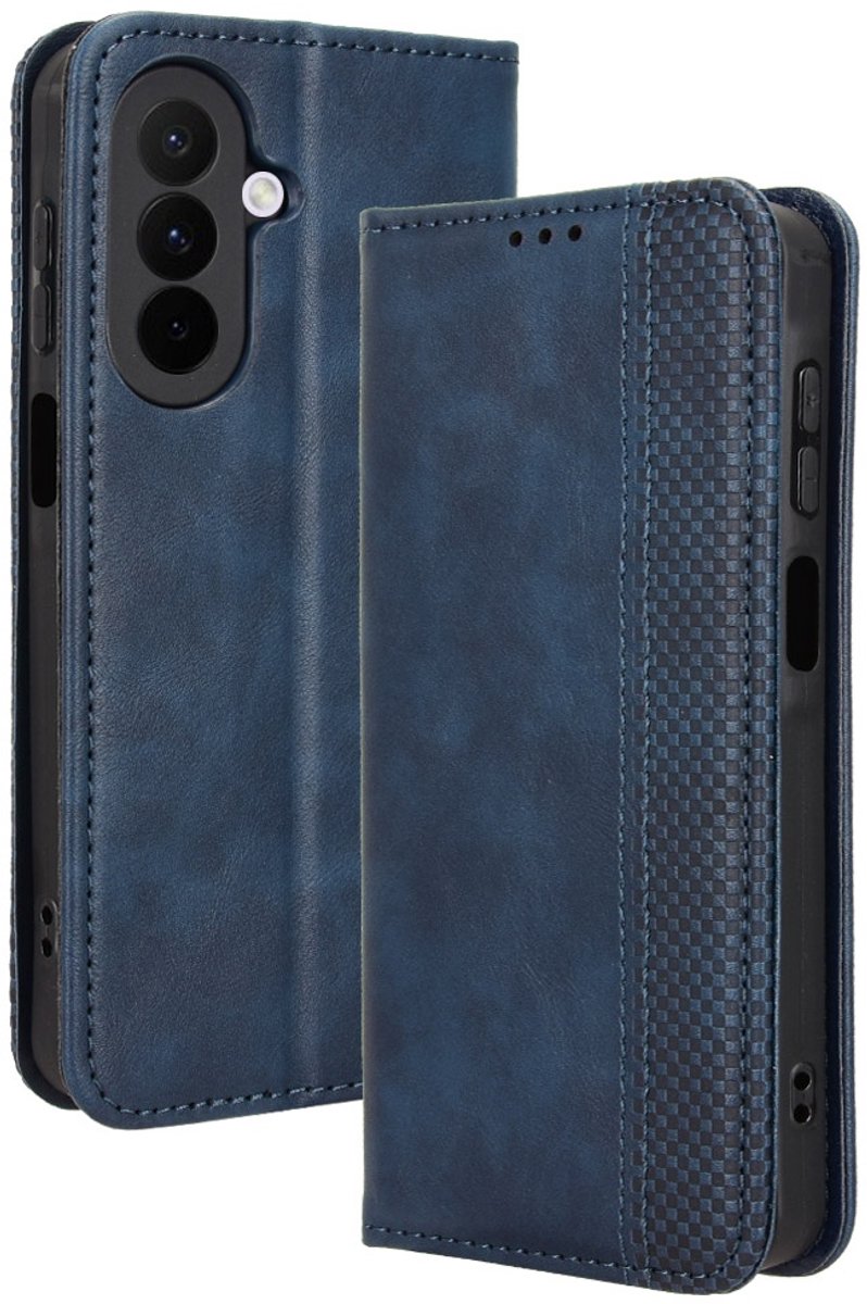Coverup Hoesje - Geschikt voor Samsung Galaxy A27 Hoesje - Coverup Vintage Style Book Case - Blauw