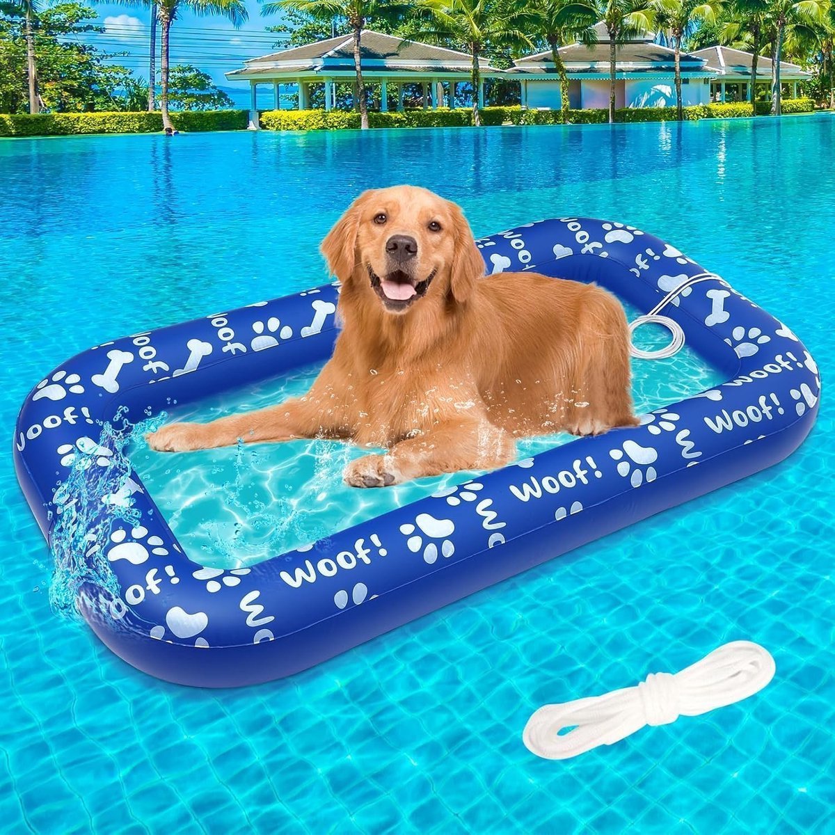 Solvix hondenzwembad - Zwemring voor Honden - PVC - Duurzaam en Krabbestendig - Eenvoudig Op te Blazen - Voor Honden tot 80 kg