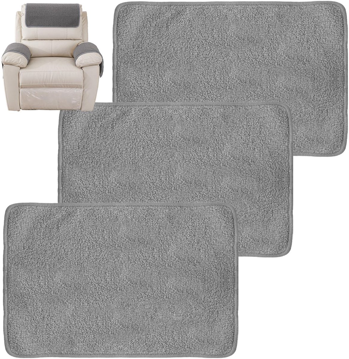 Hoofdsteunhoezen voor Bank & Relaxstoel - Set van 3 - Zacht Polyester - Slijtvast & Wasbaar - Meubelbeschermer voor Bank, Fauteuil & Stoel